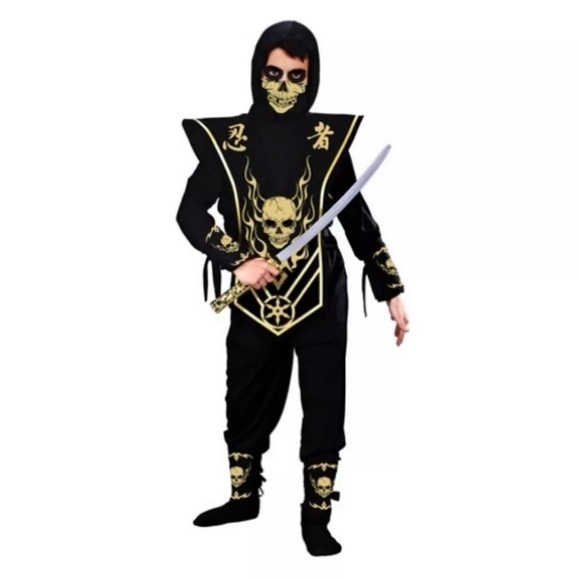 Fun World Other - NINJA SKULL LORD COSTUME Gold Martial Arts Fighter Child Boys Sz S(4-6)
